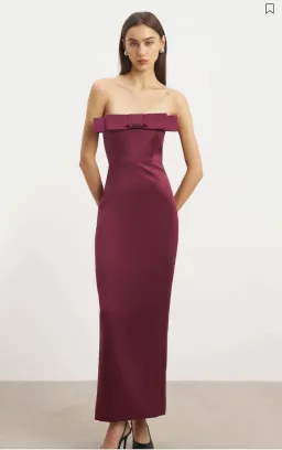 Because of Alice Satin Column Maxi Dress with Bow Detail Mulberry Size S for rent on The Volte - image 1