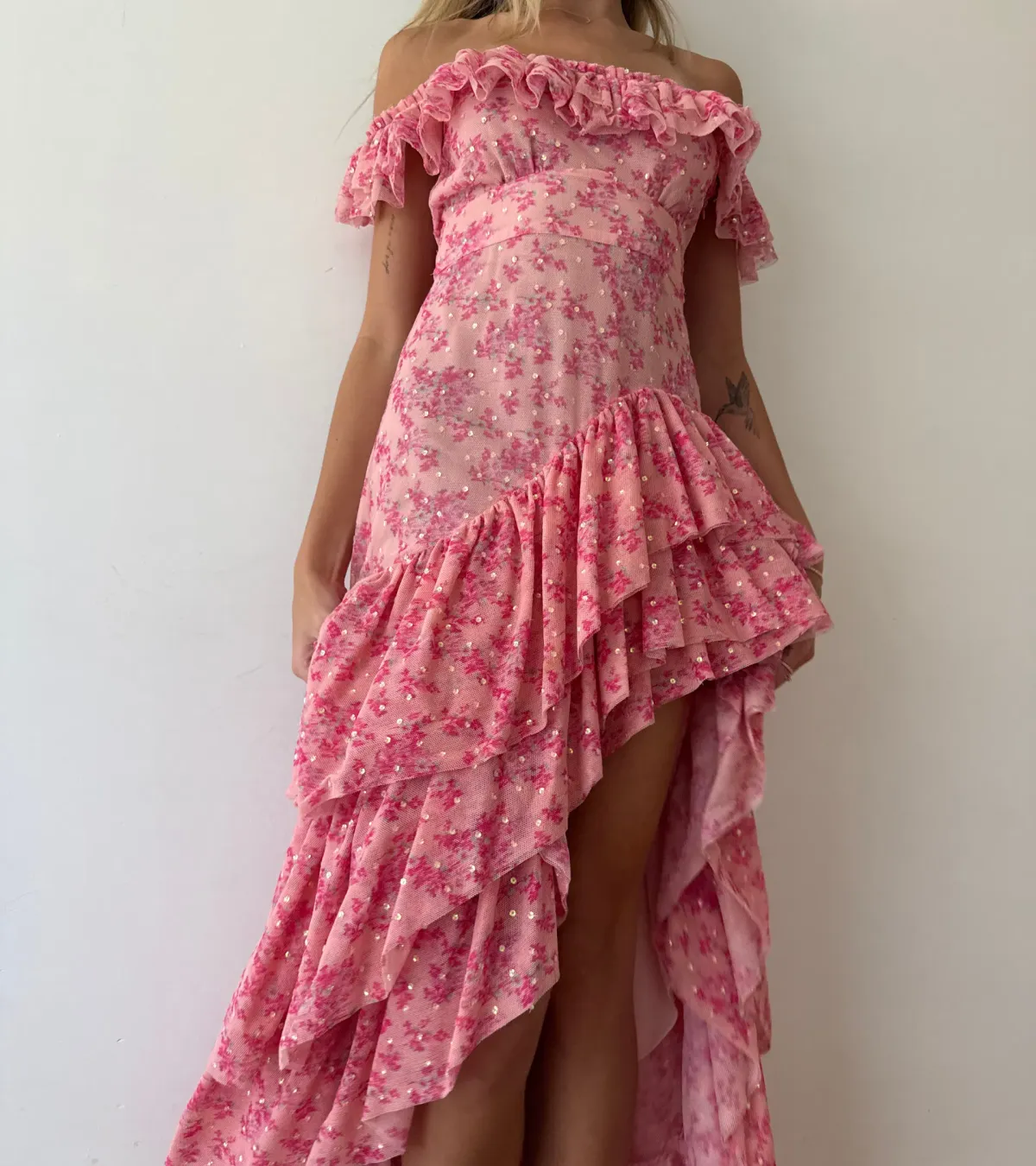 LoveShackFancy Winslow High-Low Dress, size 00, Autumn Rose  - Image 3