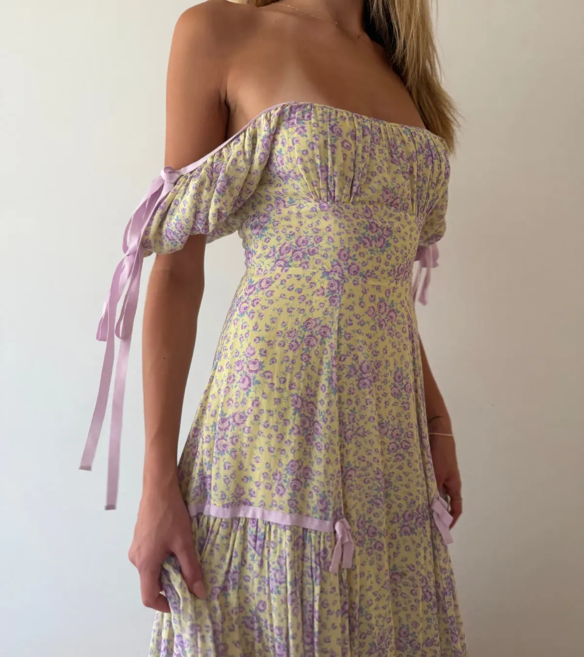 LoveShackFancy Floral Maxi Dress with Bows, size 00. - Image 1