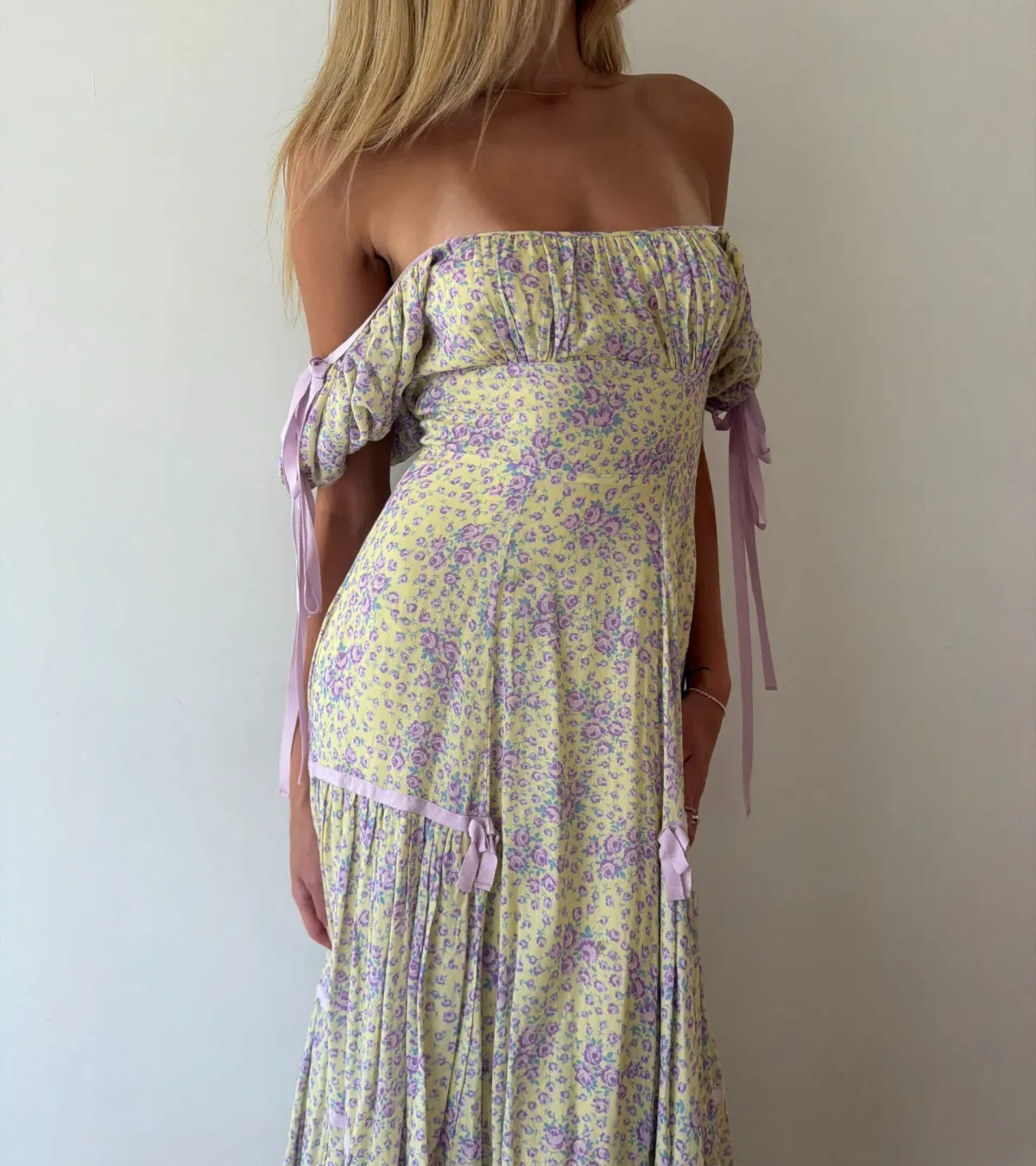 LoveShackFancy Floral Maxi Dress with Bows, size 00. - Image 4