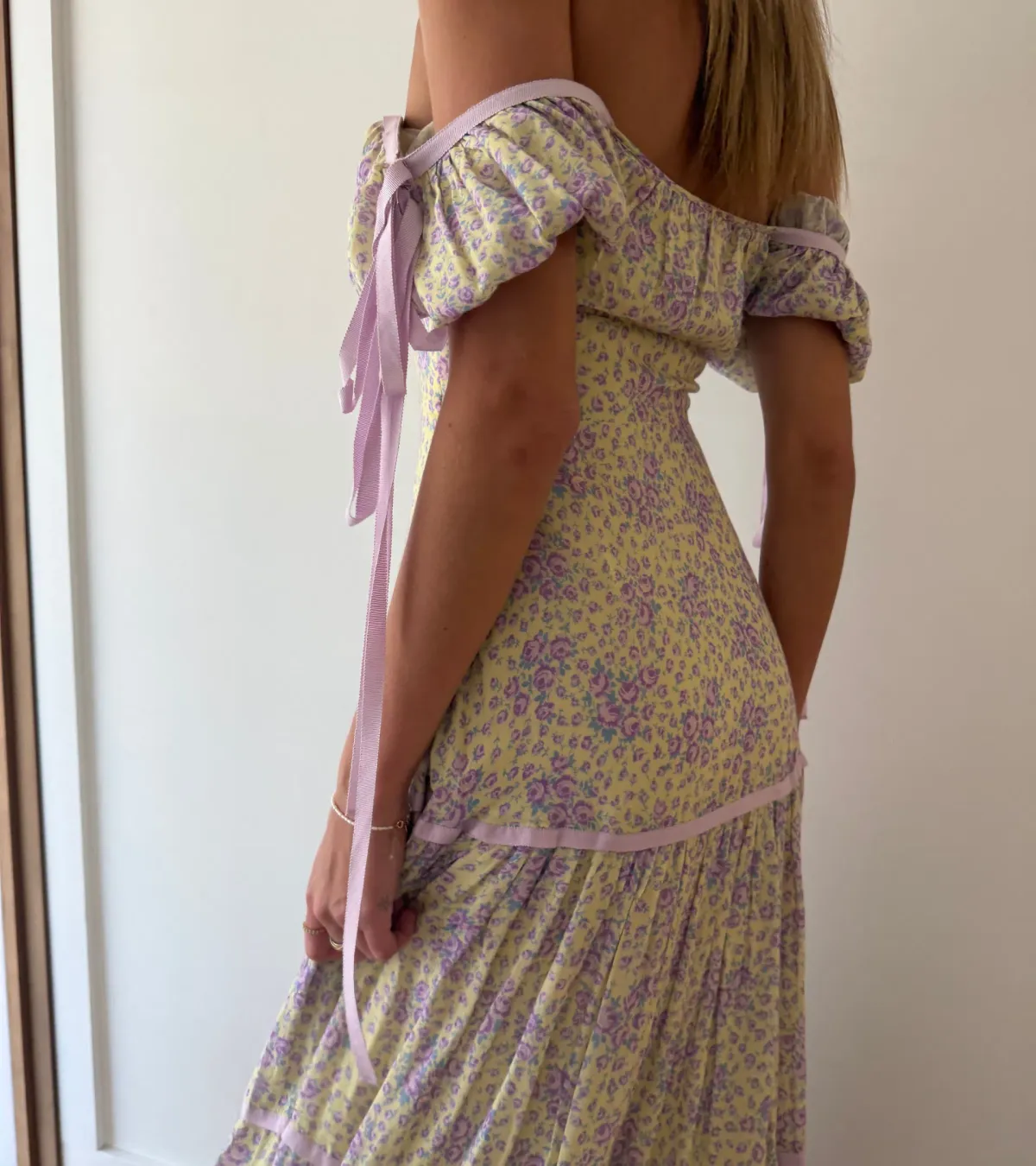 LoveShackFancy Floral Maxi Dress with Bows, size 00. - Image 3