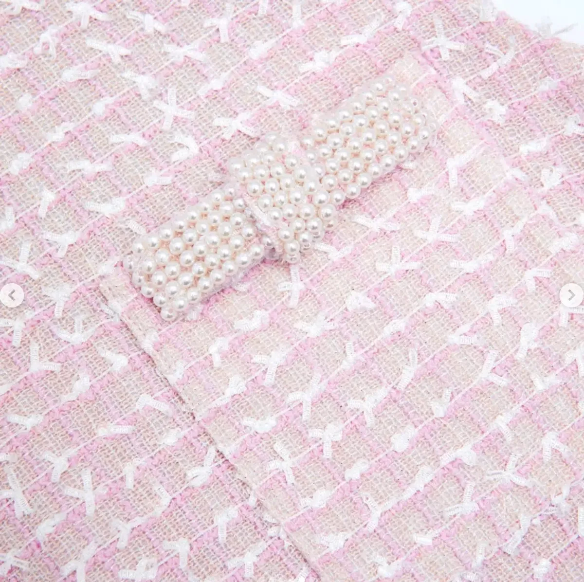 Self-Portrait Pink Bouclé Pearl Trim Mini Dress – Size 10 - Image 4