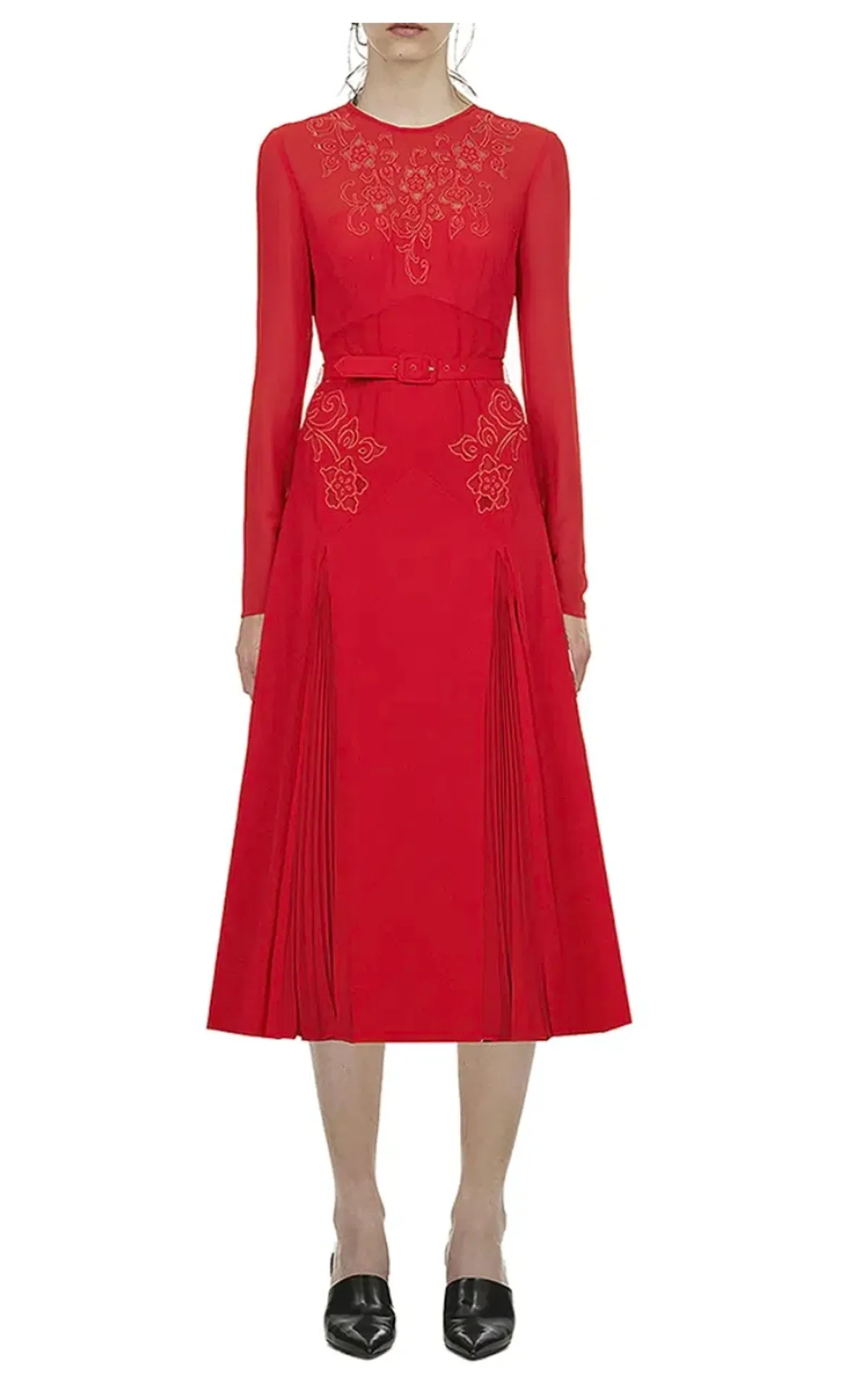 Self-Portrait Red Embroidered Midi Dress – UK 10 – As Worn by Meghan Markle - Image 3