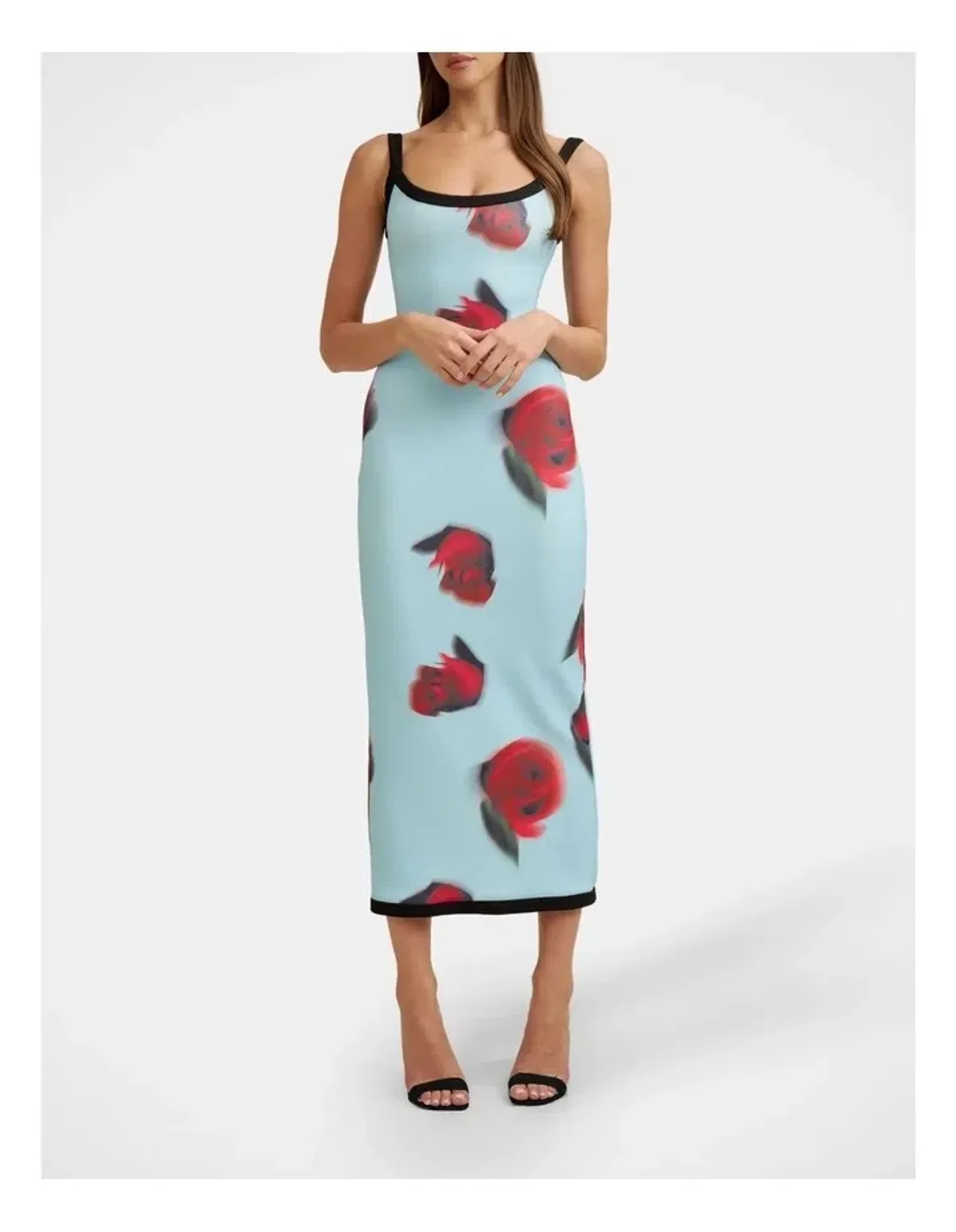 By Johnny Sky Rose Midi Dress in Blue Red Black size 8 - Image 3