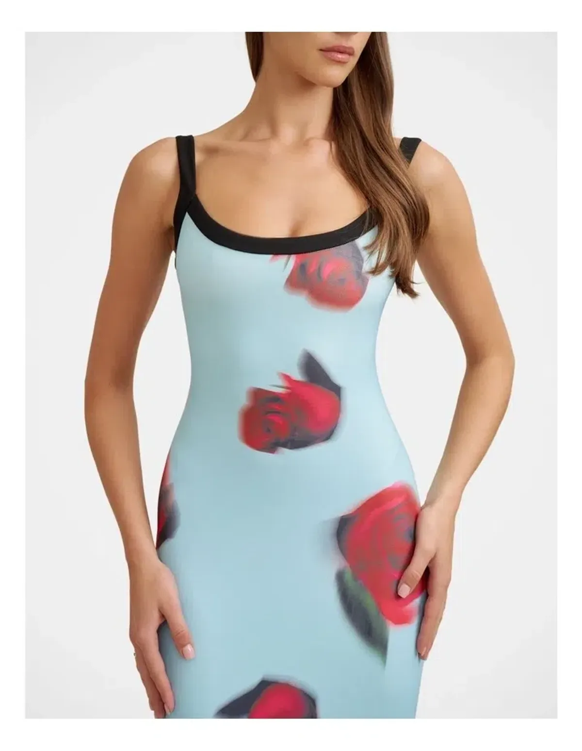By Johnny Sky Rose Midi Dress in Blue Red Black size 8 - Image 4