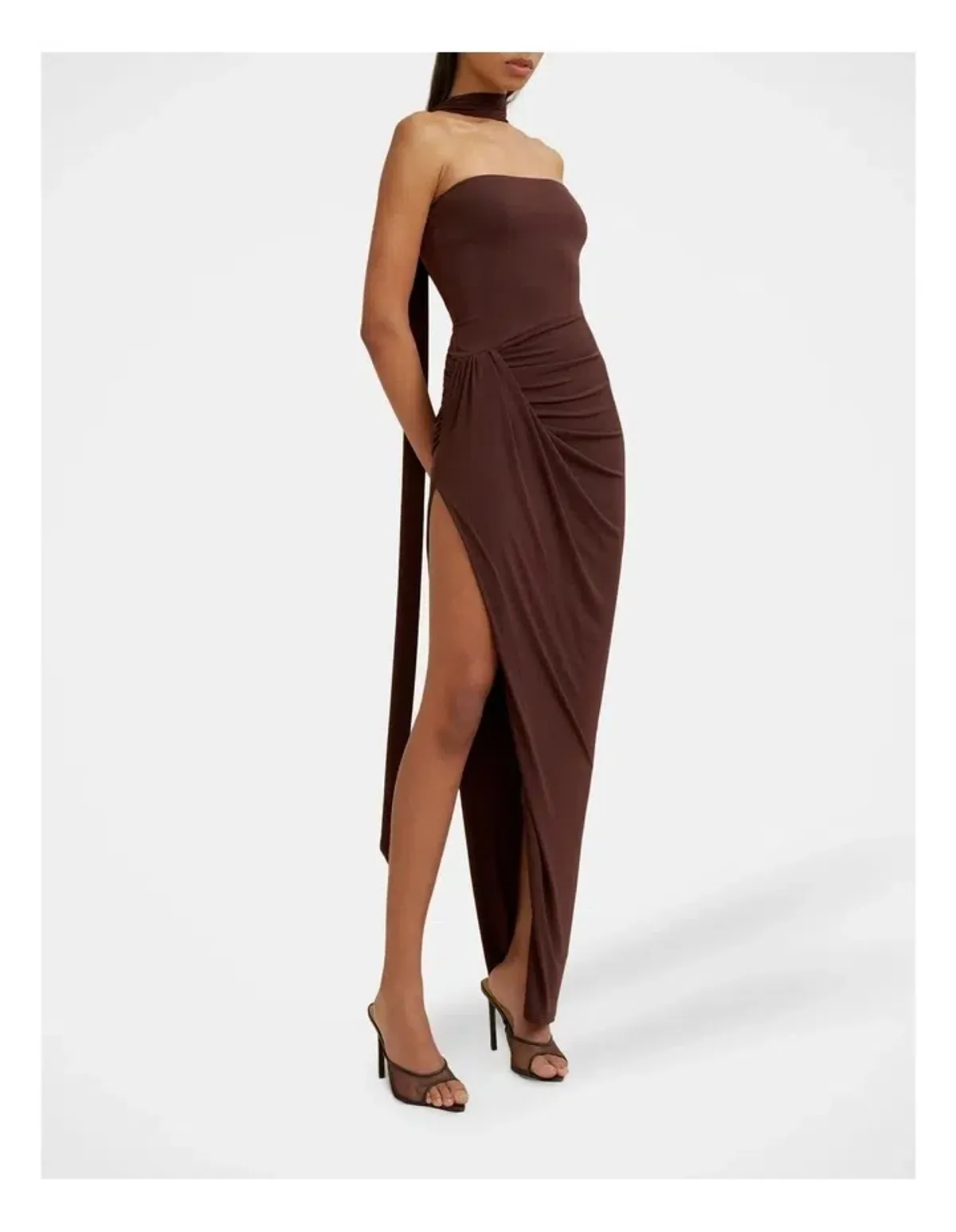 By Johnny Claire Strapless Drape Dress in Brown size 10 - Image 3