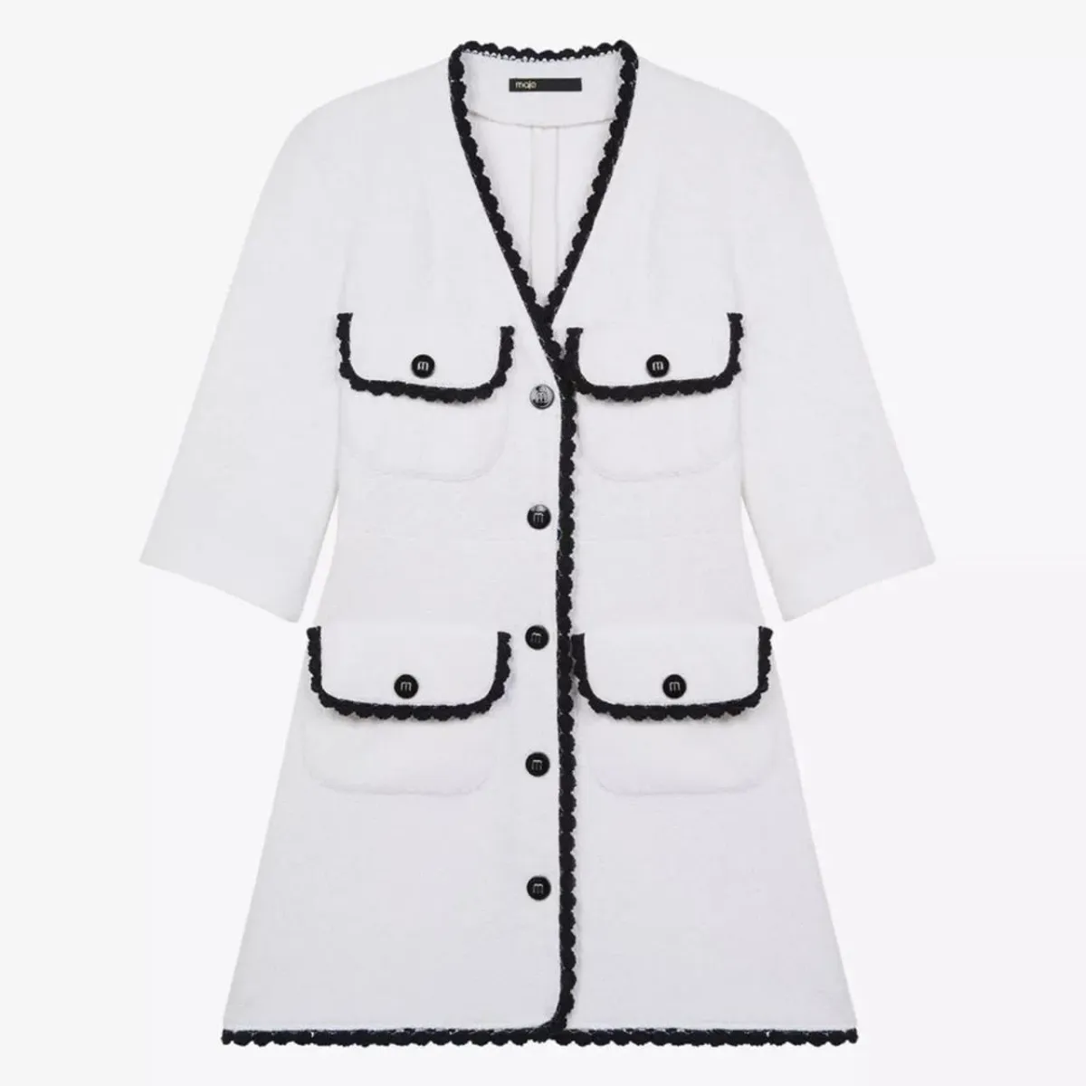 Maje Women's White and Black Dress - Image 4