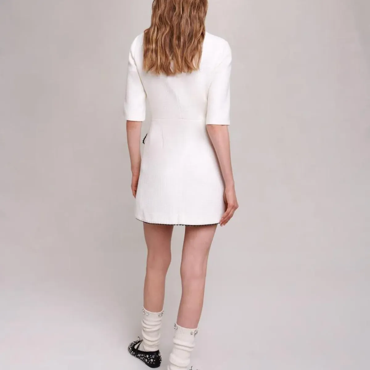Maje Women's White and Black Dress - Image 3