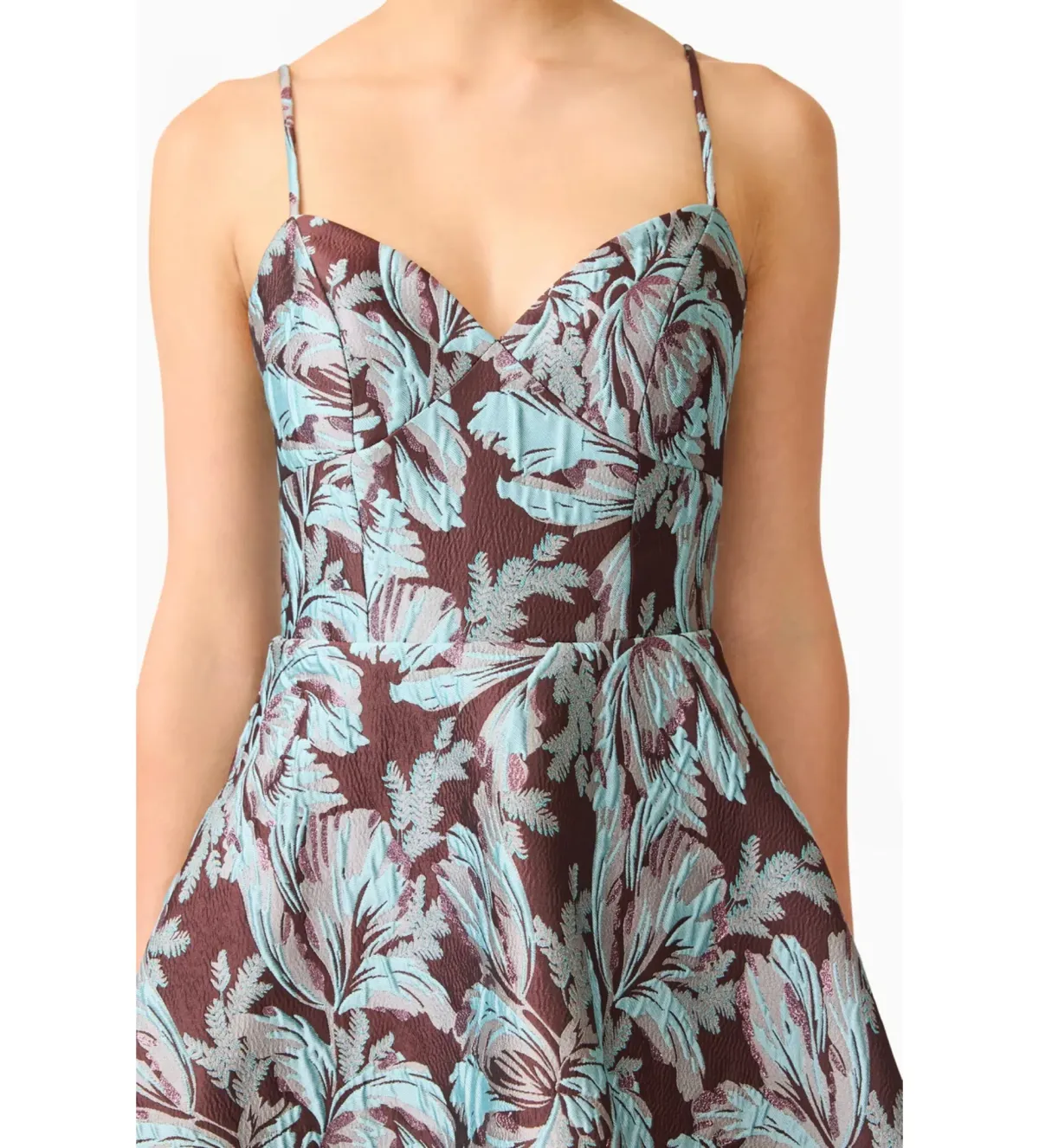 Elliatt Bloomia Tiered Gown in Brown & Blue Floral Size S/AU 8 - Image 6