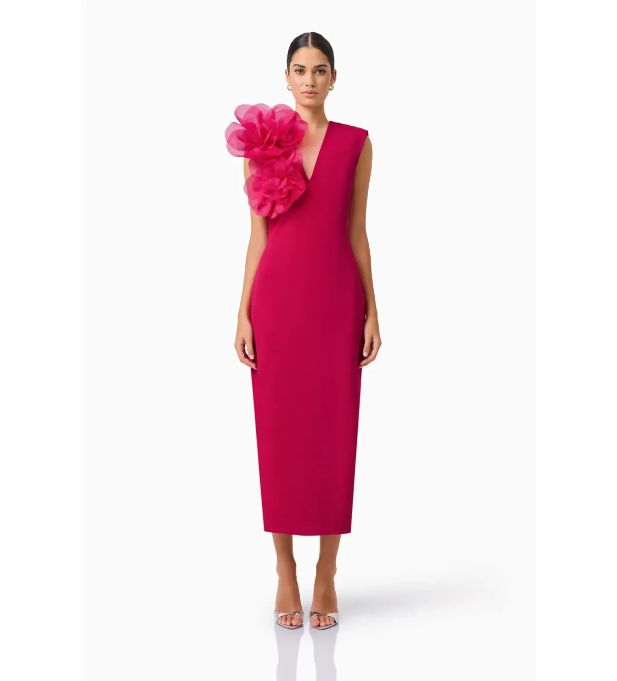 Elliatt Verdessa V-Neck Maxi Dress in Raspberry Pink Size M/AU 10 - Image 1