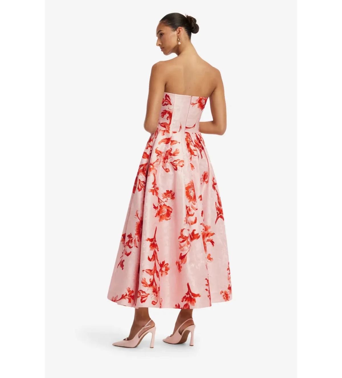 Leo Lin Lynn Jacquard Bustier Midi Dress in Magnolia Print Size 10 - Image 2