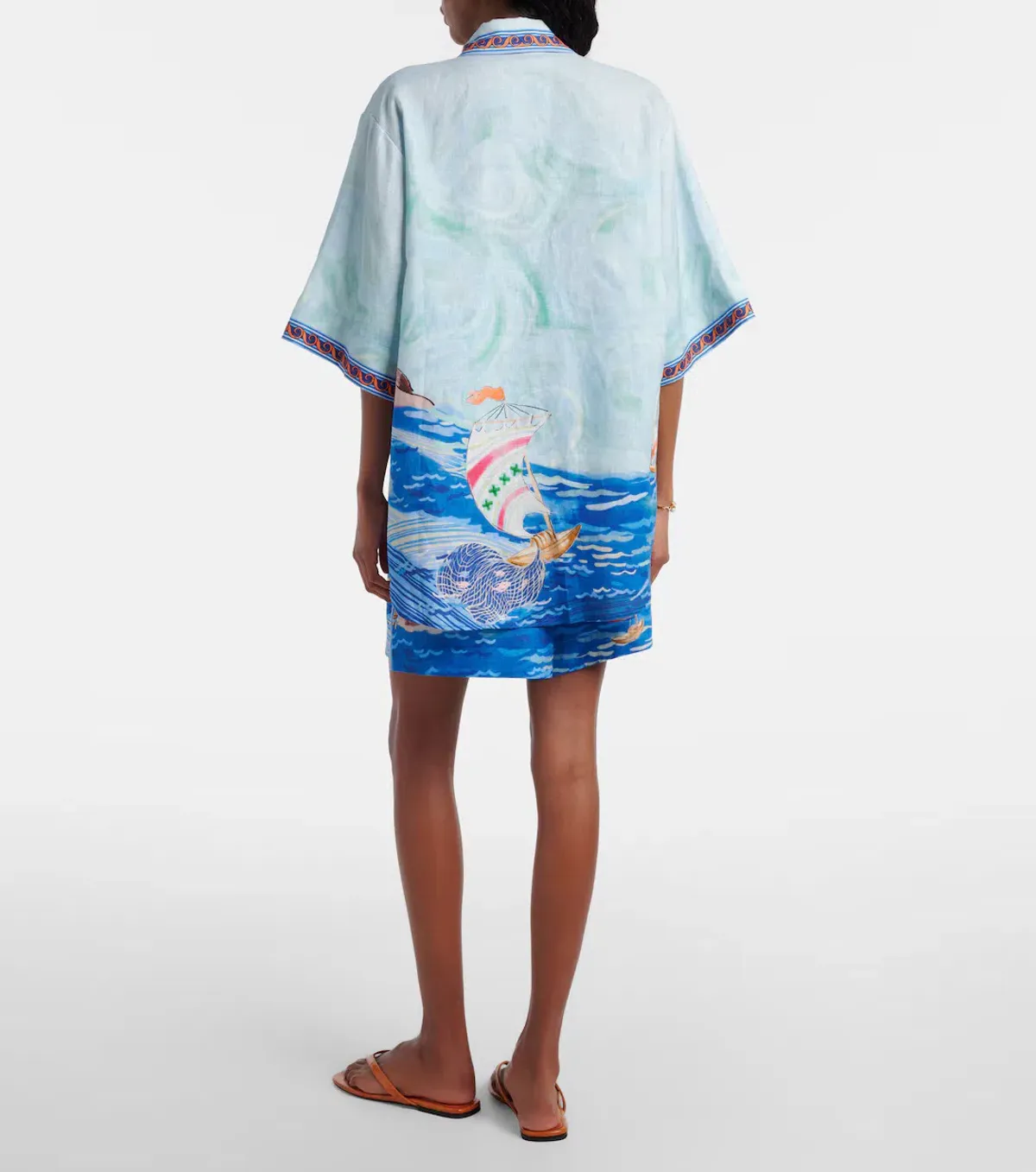 ALEMAIS Island Exclusive Shirt & Short Set Blue Print Size 8 AU - Image 6