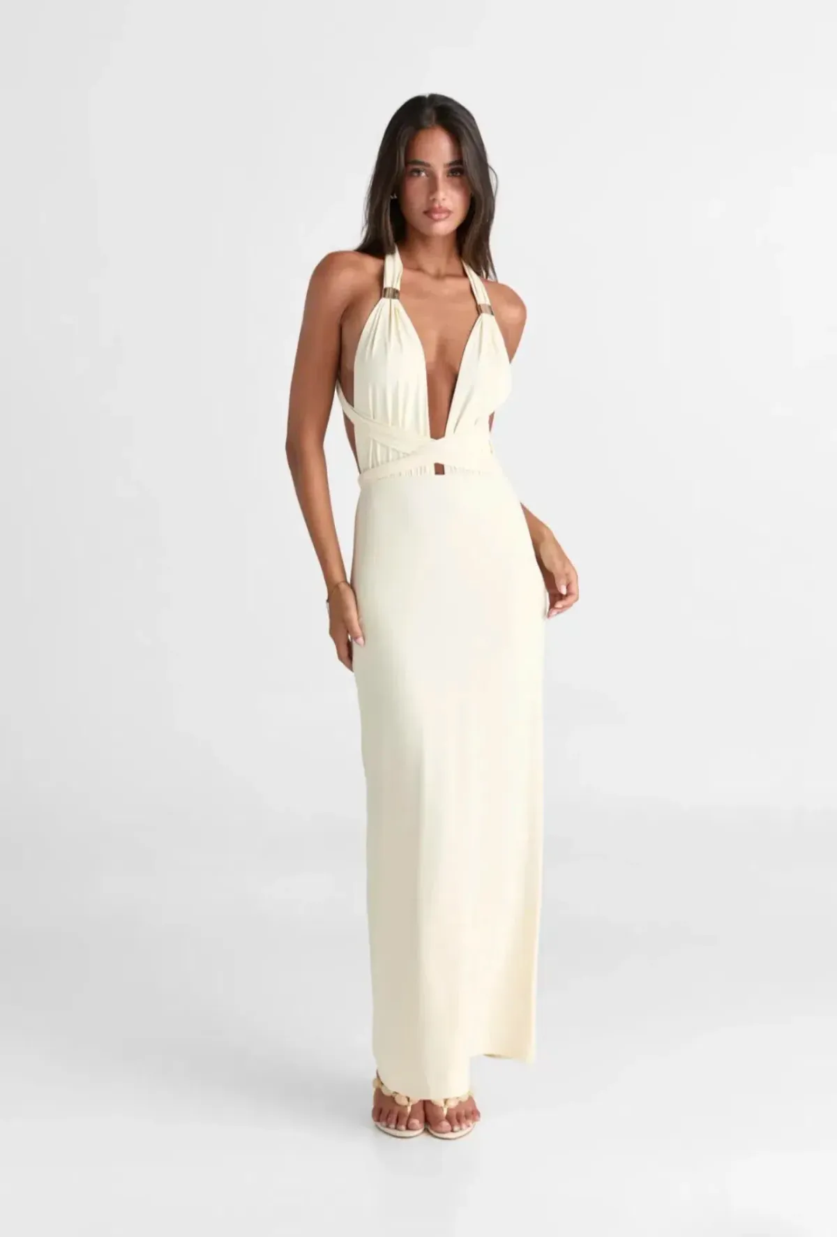SASHA THERESE MIRA MAXI DRESS IN BUTTER - Image 1
