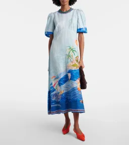 ALEMAIS Island Exclusive Midi Dress Blue Print Size 10 AU for rent on The Volte - image 1