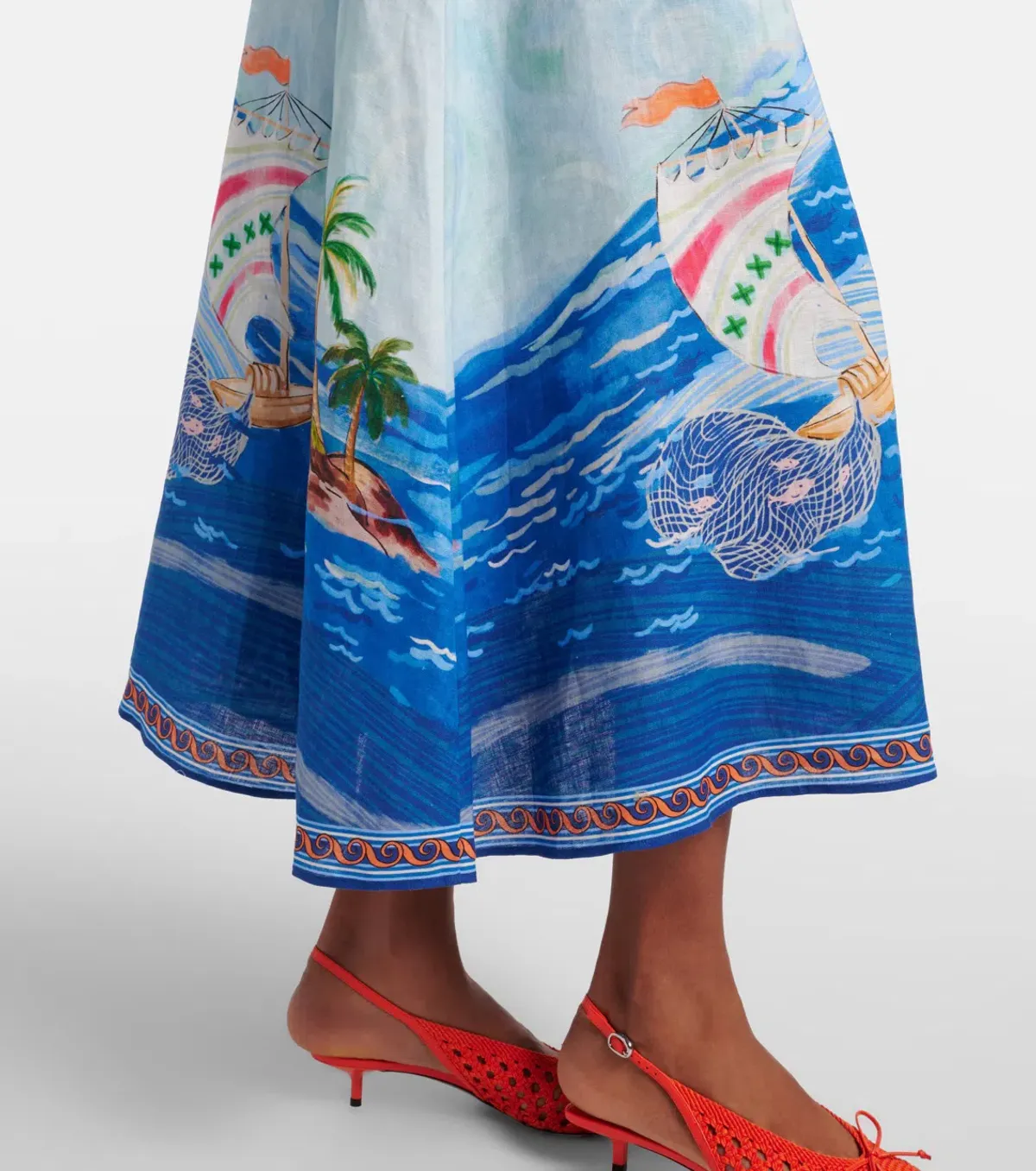 ALEMAIS Island Exclusive Midi Dress Blue Print Size 10 AU - Image 5