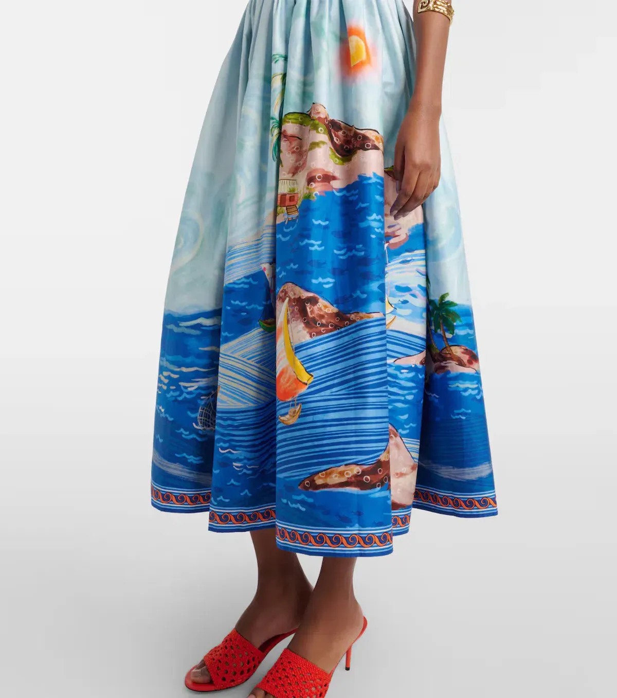 ALEMAIS Island Exclusive Tank Midi Dress Blue Print Size 6 AU - Image 5