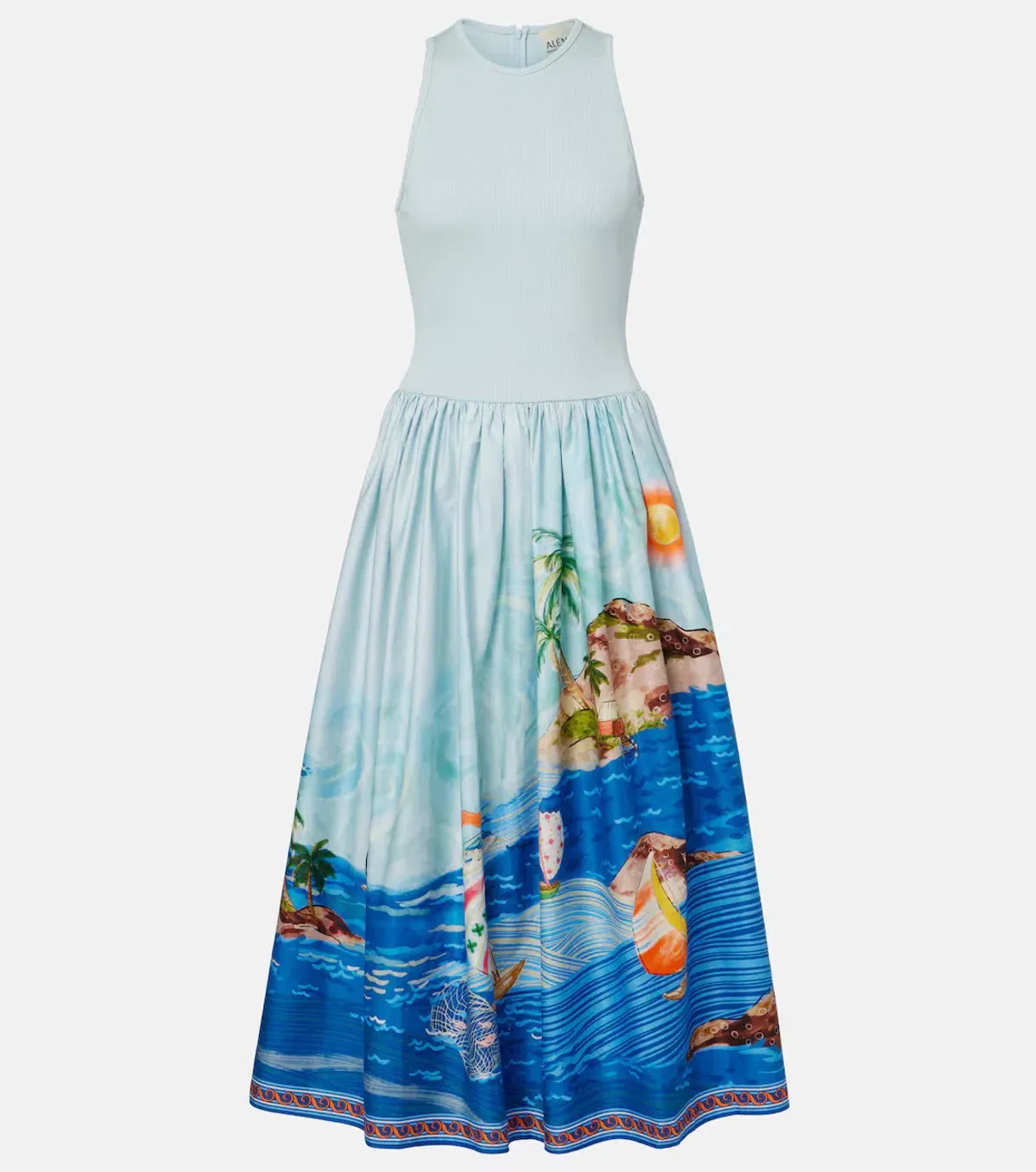 ALEMAIS Island Exclusive Tank Midi Dress Blue Print Size 6 AU - Image 6
