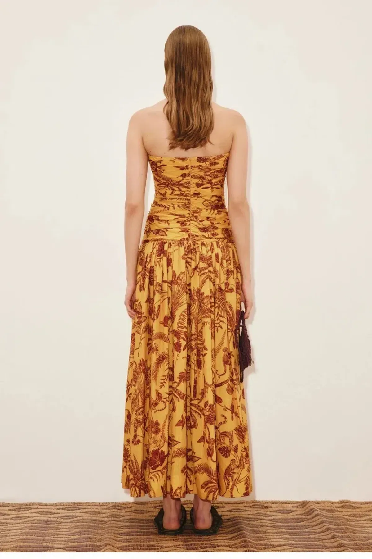 ALEMAIS Banana Blossom Ruched Gown Marigold Print Size 8 AU - Image 8