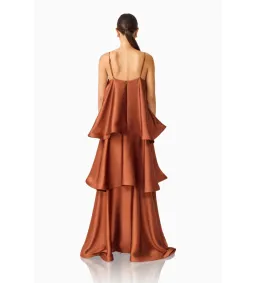 Elliatt Tilly Tiered Maxi Dress in Chestnut Brown Size M/AU10 for rent on The Volte - image 3
