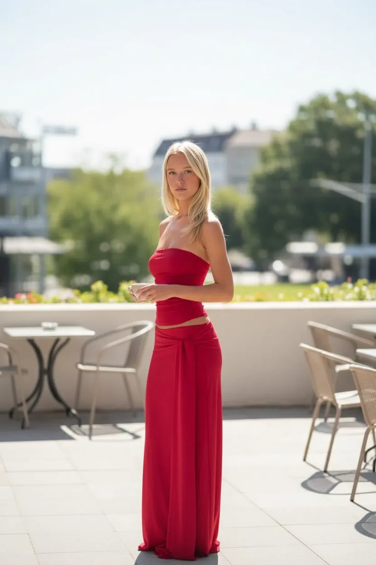 Sabelle Charlotte Top and Maxi Skirt Cherry Red XS - Image 2