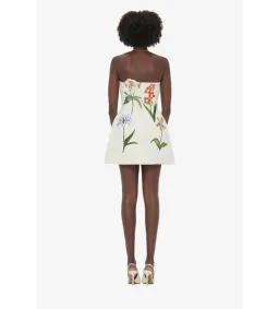 Leo Lin Rosario Velvet Mini Dress Botanical Print in Snow Size 10 for rent on The Volte - image 2