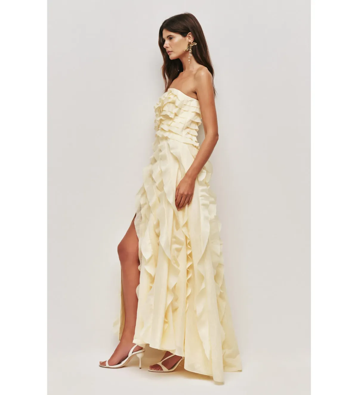 Aje Allairie Maxi Gown in Butter Yellow Size 14 - Image 3