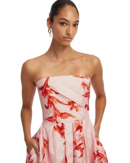 Leo Lin Lynn Jacquard Bustier Midi Dress Magnolia Print Size 12 for rent on The Volte - image 4