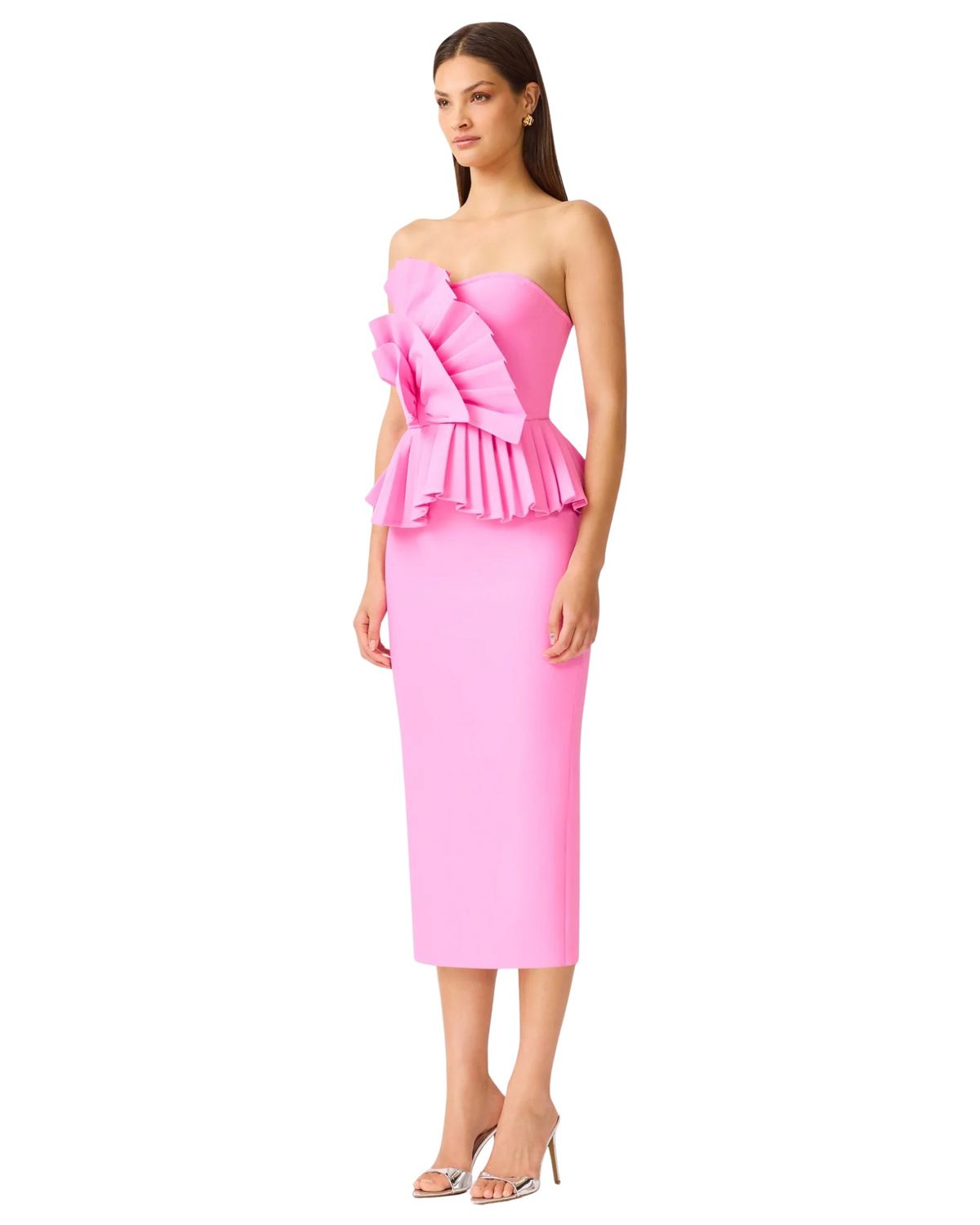 Elliatt Orelia Pleated Midi Dress Candy Pink Size XL / AU 14 - Image 4