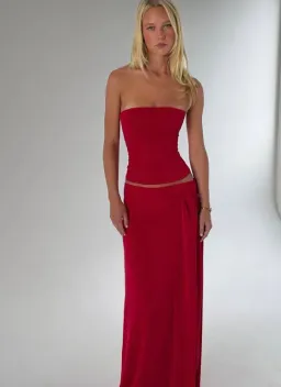 Sabelle Charlotte Maxi Skirt & Top in Cherry Size S for rent on The Volte - image 1