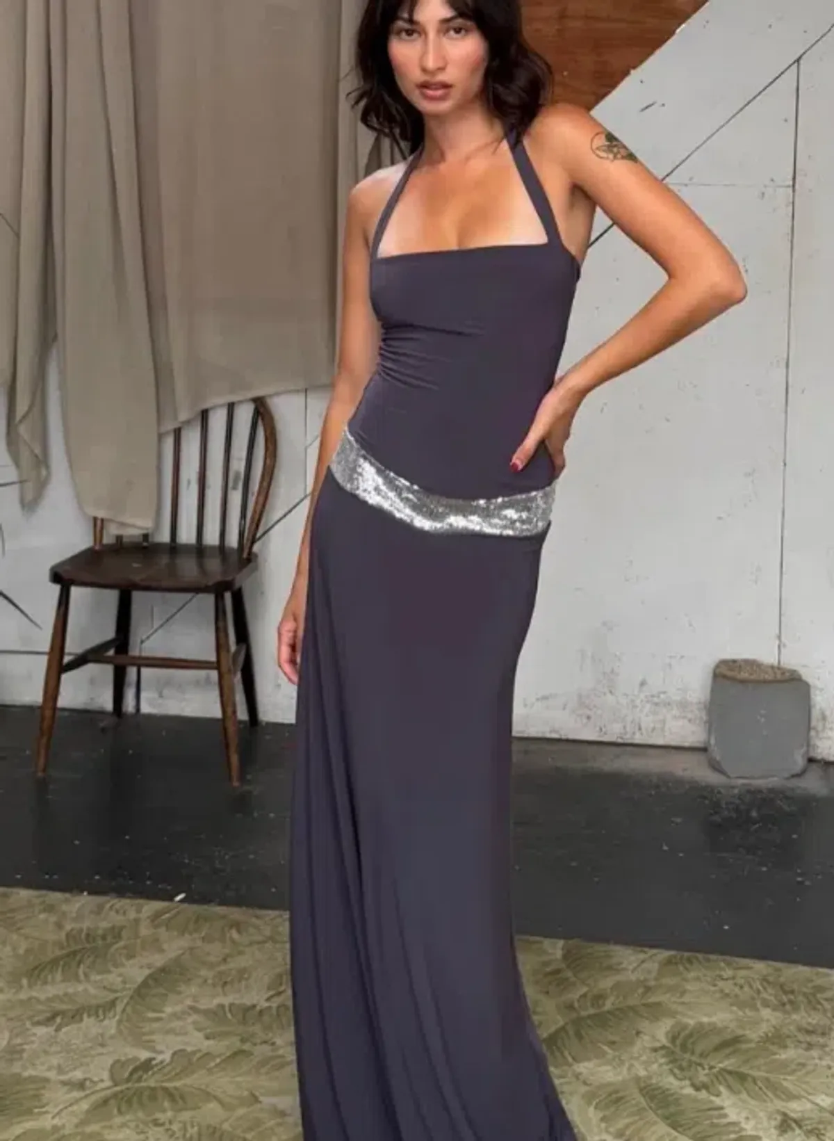 Syl'a'Vie Swimwear Toscana Maxi Dress in Charcoal Size S - Image 1