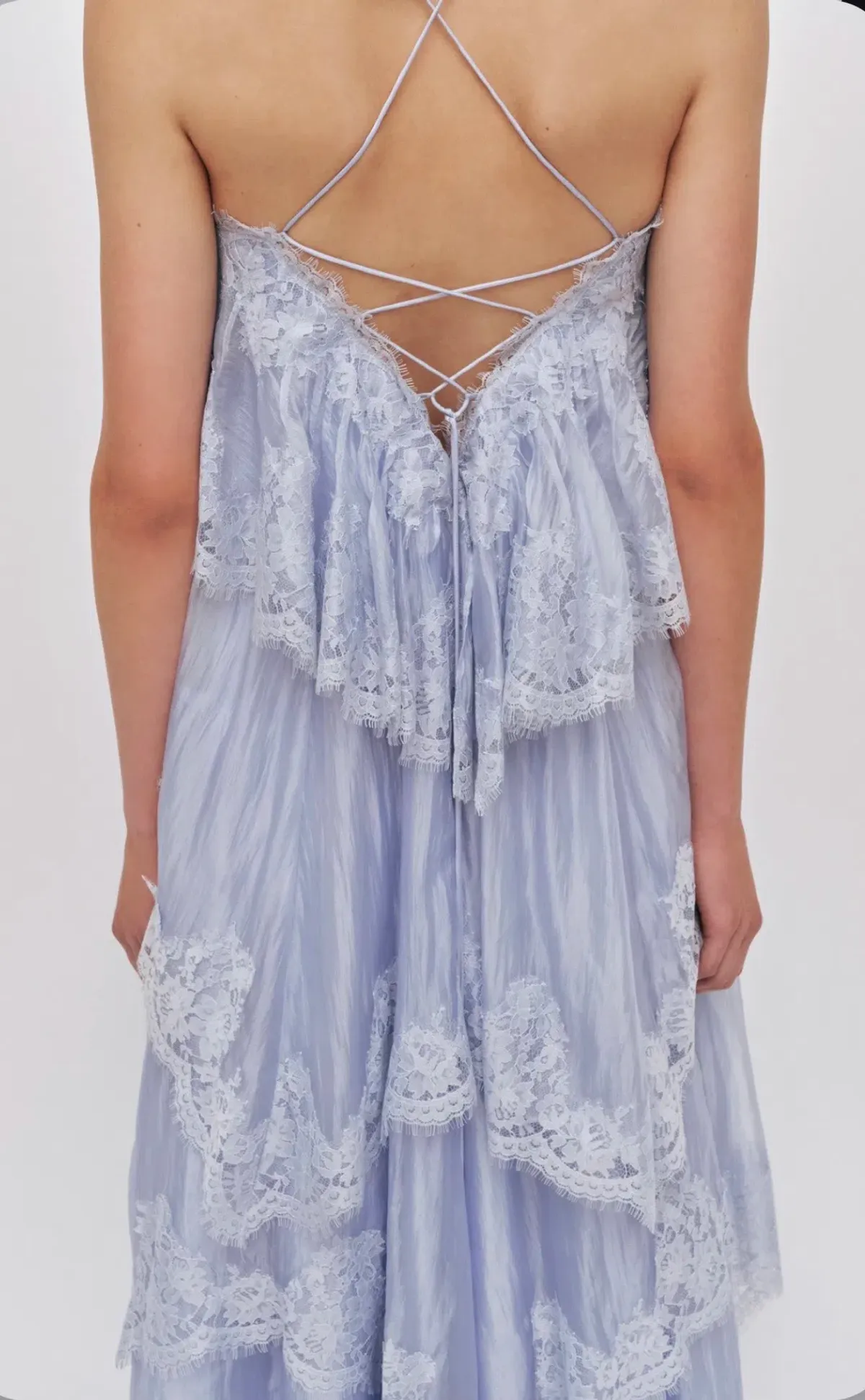 AJE - Ophelia Lace Gown in French Blue Size 4 (oversized) - Image 4