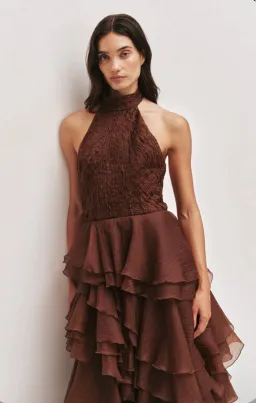 AJE - Fayette Gown in Dark Chocolate Size 6 for rent on The Volte - image 2