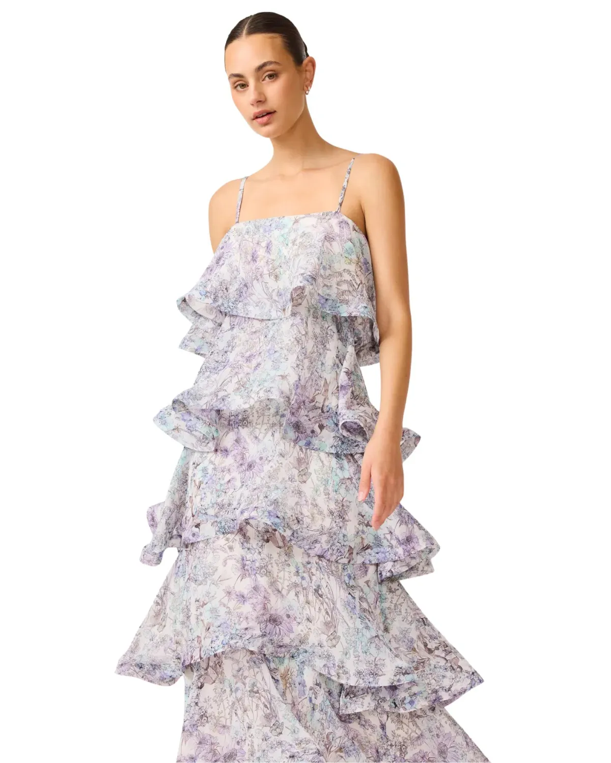 Elliatt Rosaria Tiered Maxi Gown Purple Floral Size M / AU 10 - Image 3
