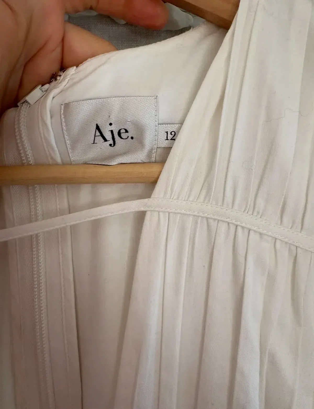 As New - AJE NEW - FALLINGWATER RUCHED WHITE MIDI DRESS Size:12 - Image 6