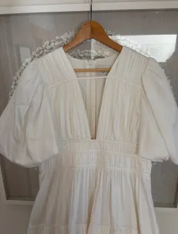As New - AJE NEW - FALLINGWATER RUCHED WHITE MIDI DRESS Size:12 for rent on The Volte - image 5