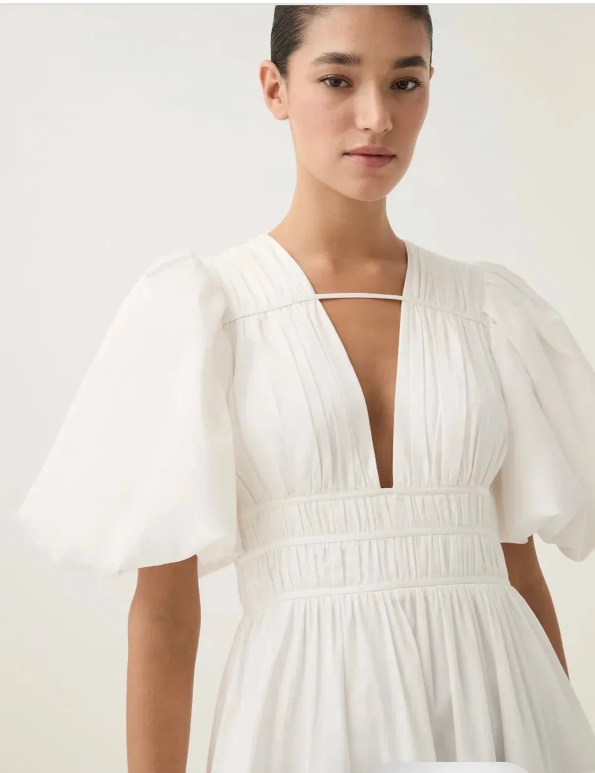 As New - AJE NEW - FALLINGWATER RUCHED WHITE MIDI DRESS Size:12 - Image 2