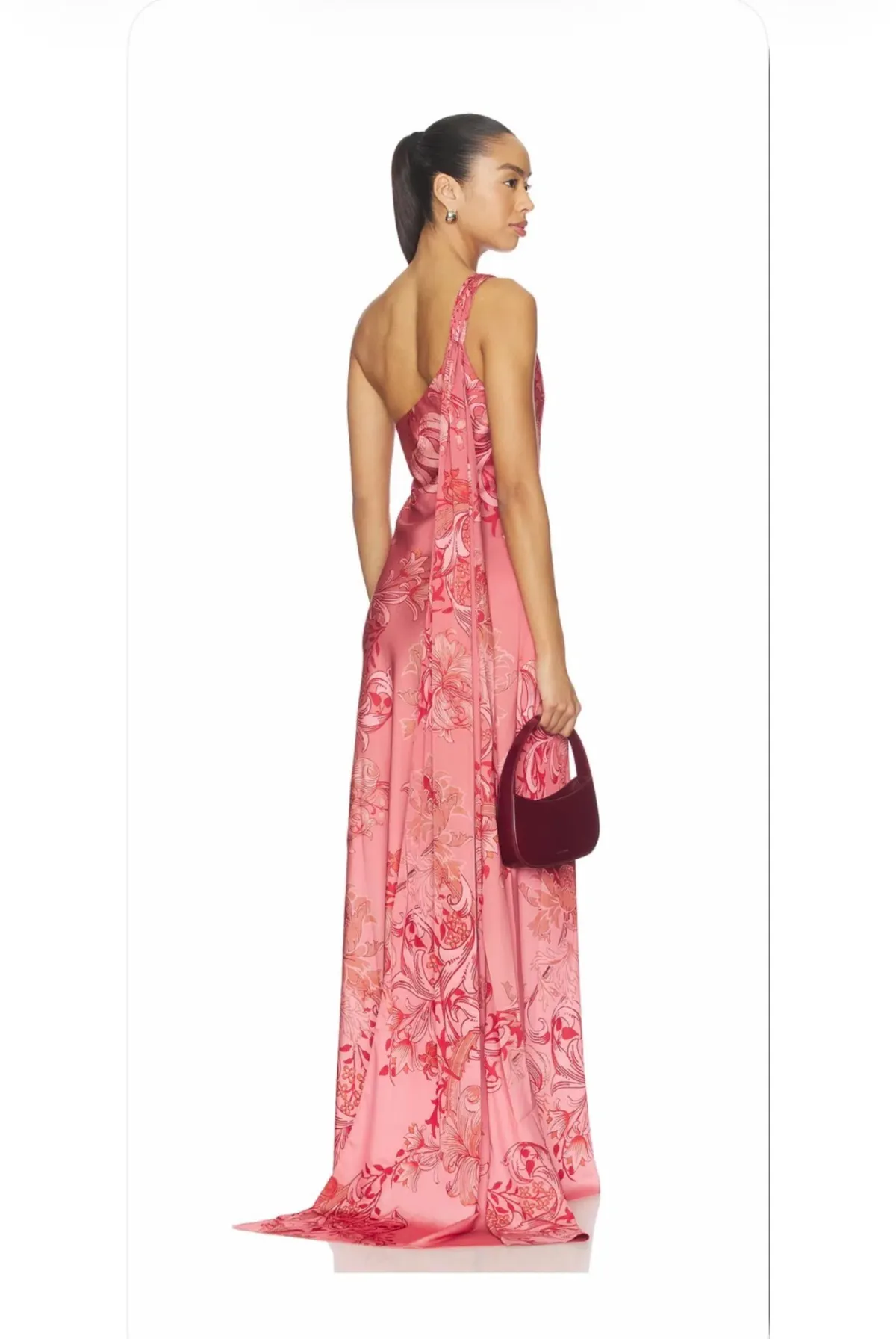 Hemant and Nandita One Shoulder Sash Dress in Coral Size M - Image 4