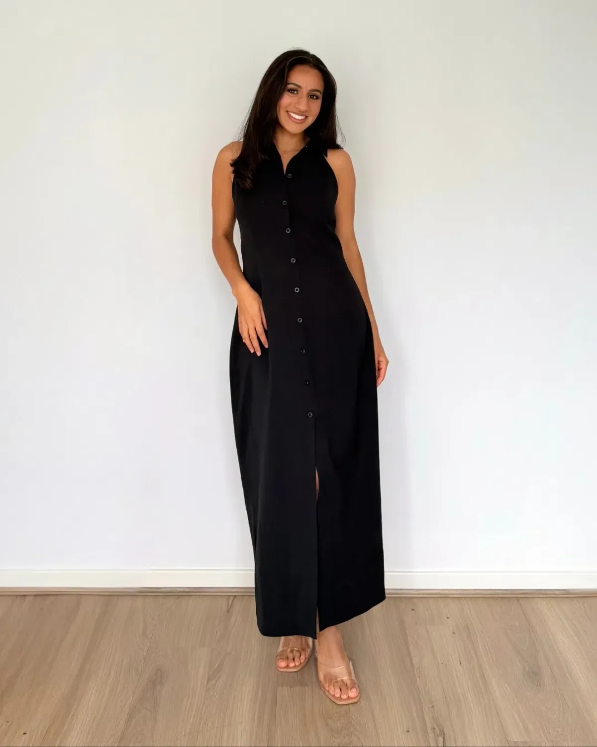 Odd Muse Collar Maxi Dress Black Size L - Image 3