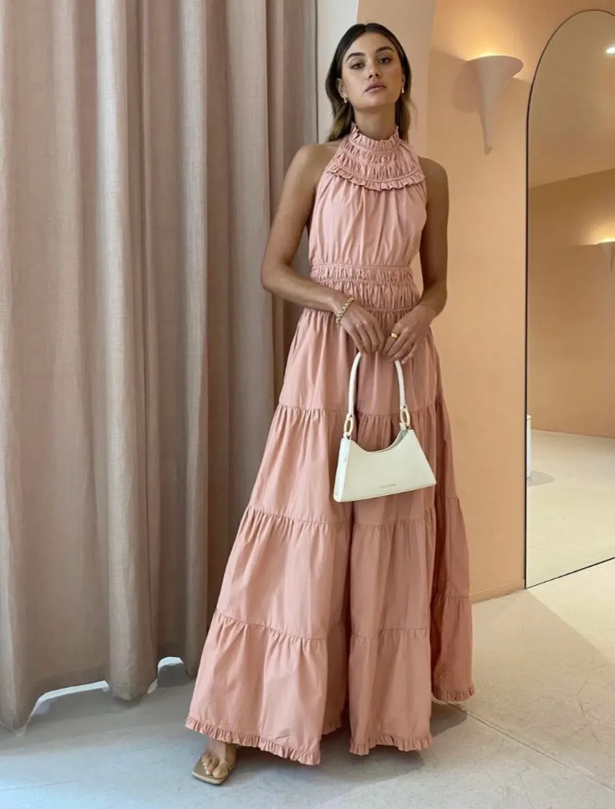 Magali Pascal Jacqueline Maxi Dress Peach Size XS - Image 1