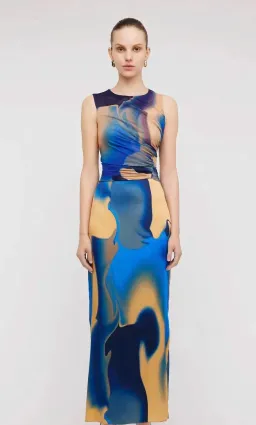 SCANLAN THEODORE ITALIAN WATERCOLOUR PRINT DRESS BLUE SIZE 10 / M for rent on The Volte - image 4
