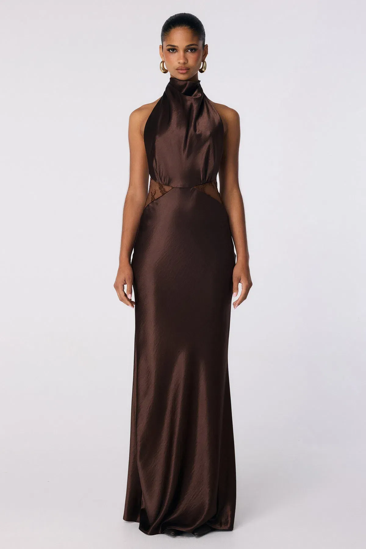 Nookie Lover Halter Gown in Espresso Brown Size M / AU 10 - Image 1