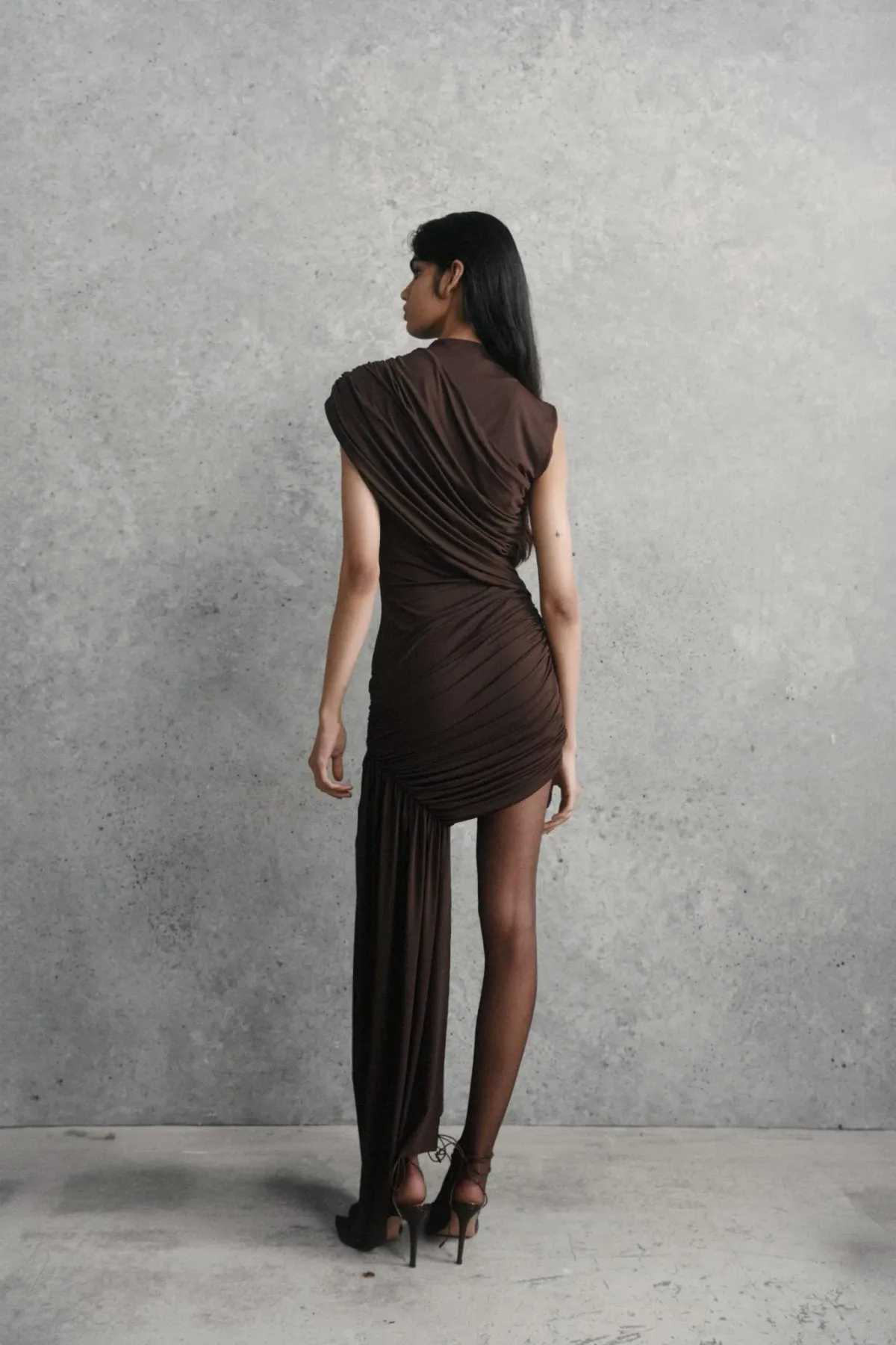 De La Vali - Ravenna Mini Dress, Chocolate 12 - Image 3
