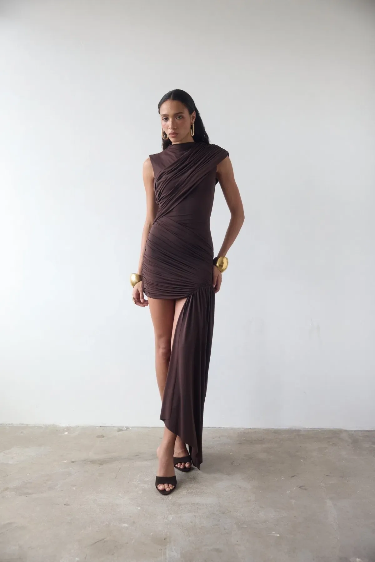De La Vali - Ravenna Mini Dress, Chocolate 12 - Image 4