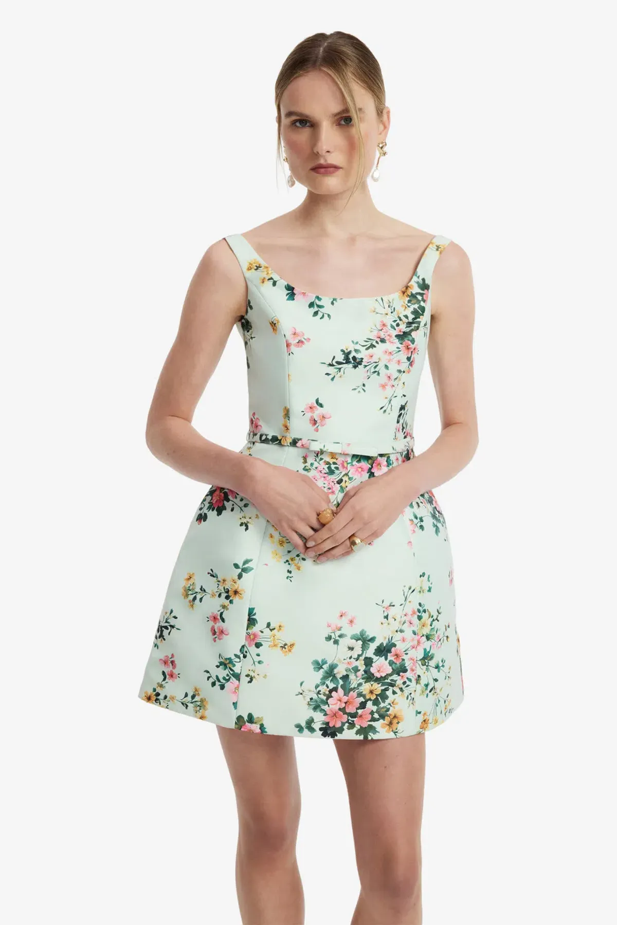 Leo Lin Lyra Mini Dress Posy Floral Print in Mint Size AU 10 - Image 2