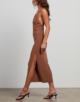 Bec & Bridge Maddison V Midi Dress Brown Size 6 for rent on The Volte - image 5