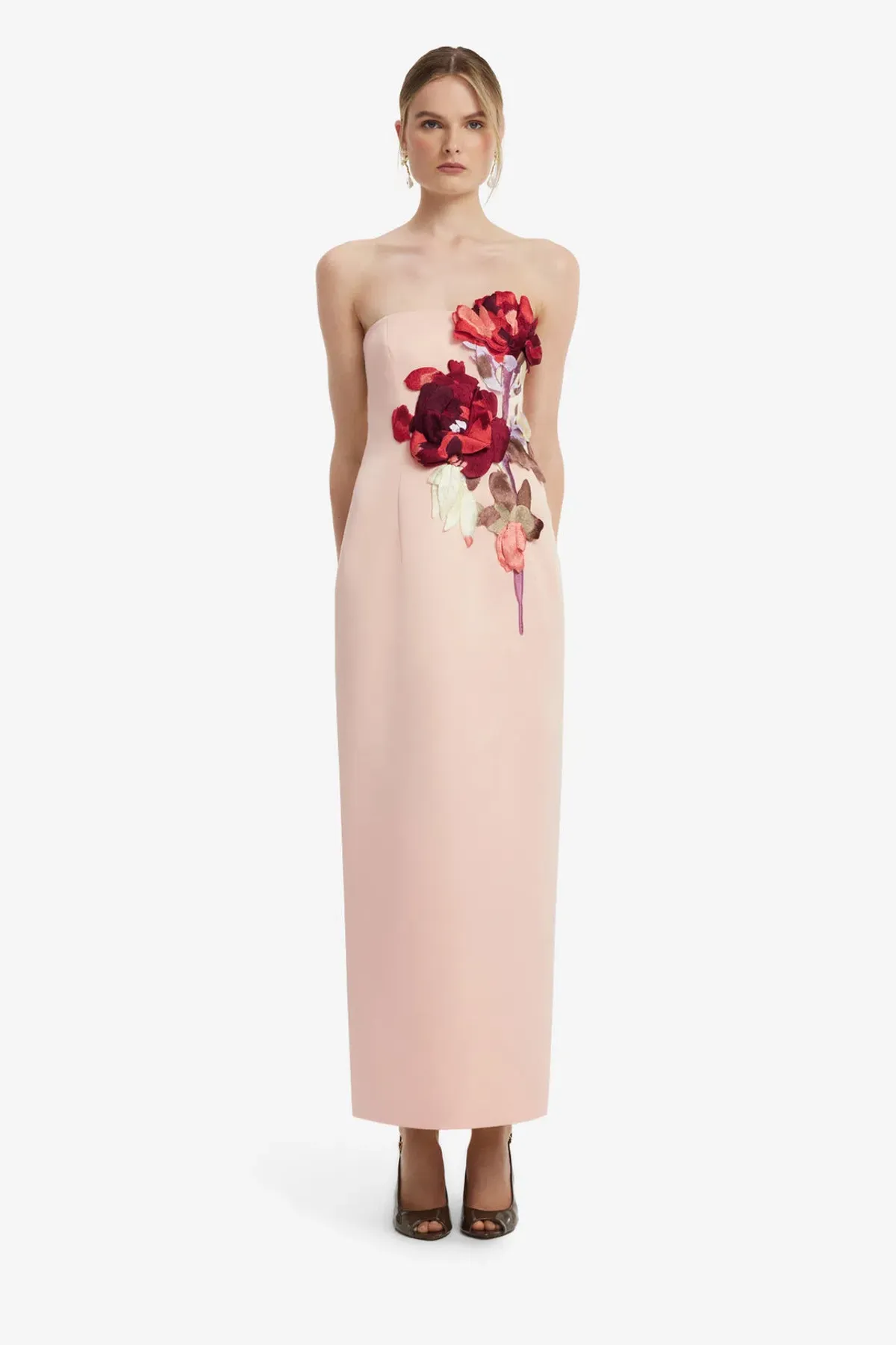 Leo Lin Rayna Embroidered Bustier Maxi Dress in Reverie Print in Nectar Size AU 12 - Image 5