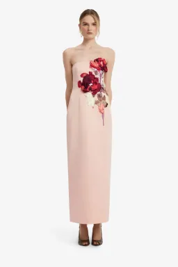 Leo Lin Rayna Embroidered Bustier Maxi Dress in Reverie Print in Nectar Size AU 12 for rent on The Volte - image 5
