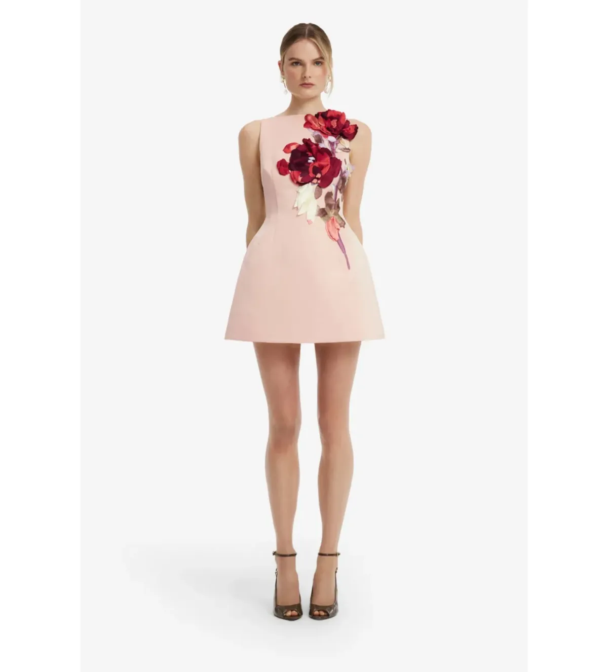 Leo Lin Ali Embroidered Boat Neck Mini Dress in Reverie Print Nectar Size AU10 - Image 1