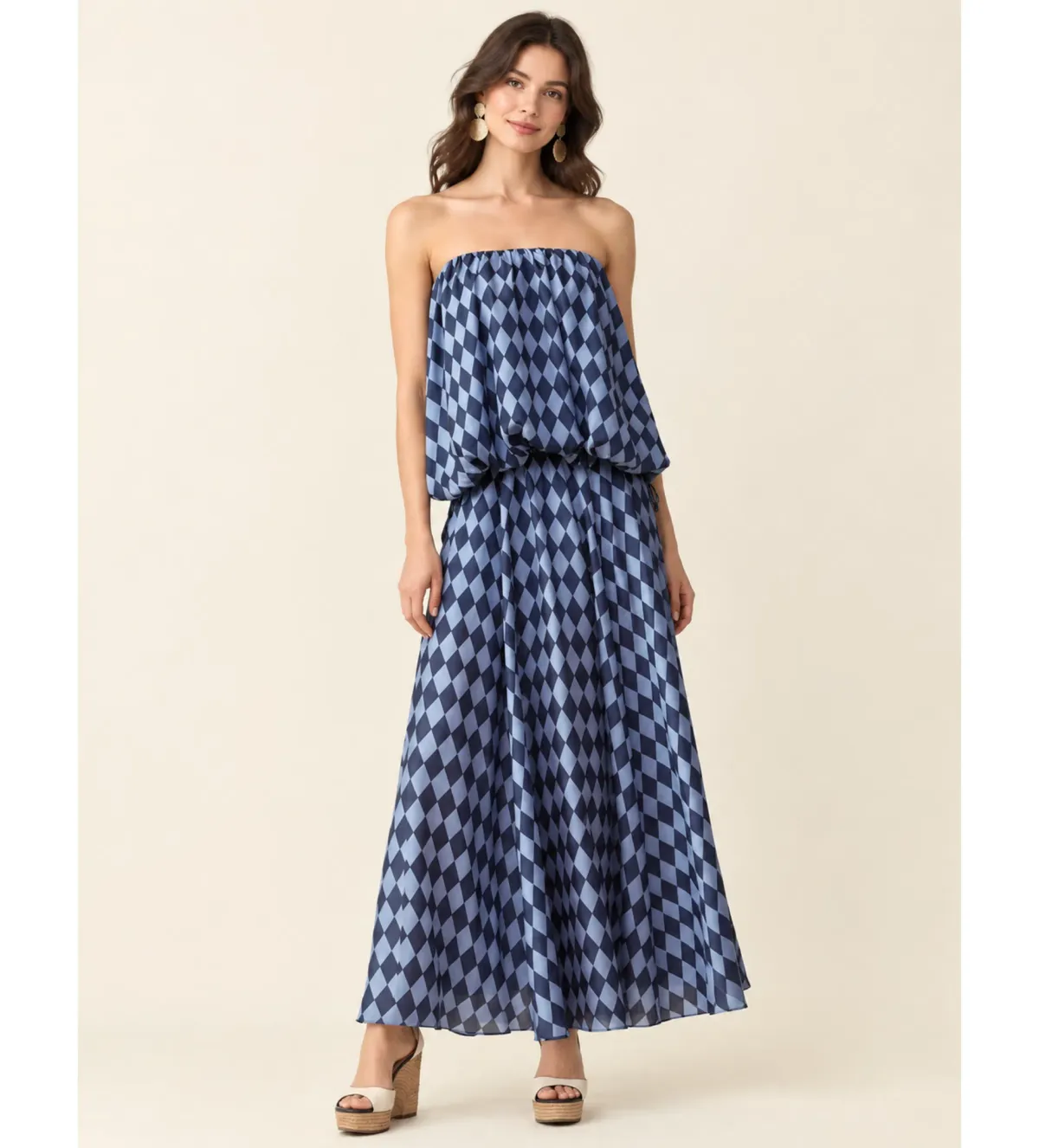 Zimmermann Echo Bandeau Maxi Dress in Blue Harlequin Size 0/AU8 - Image 1