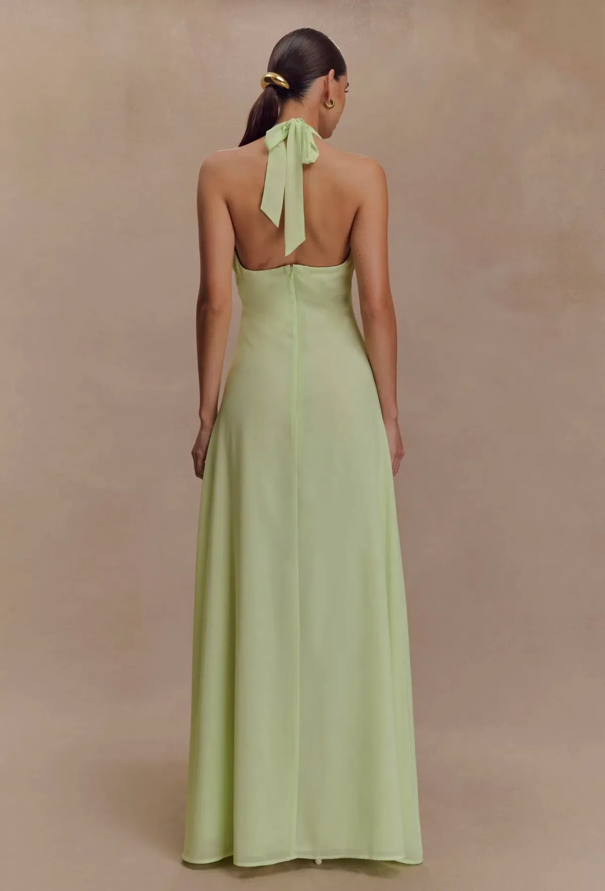 Meshki Malakhai Chiffon Halter Maxi Dress Pastel Green - Image 2